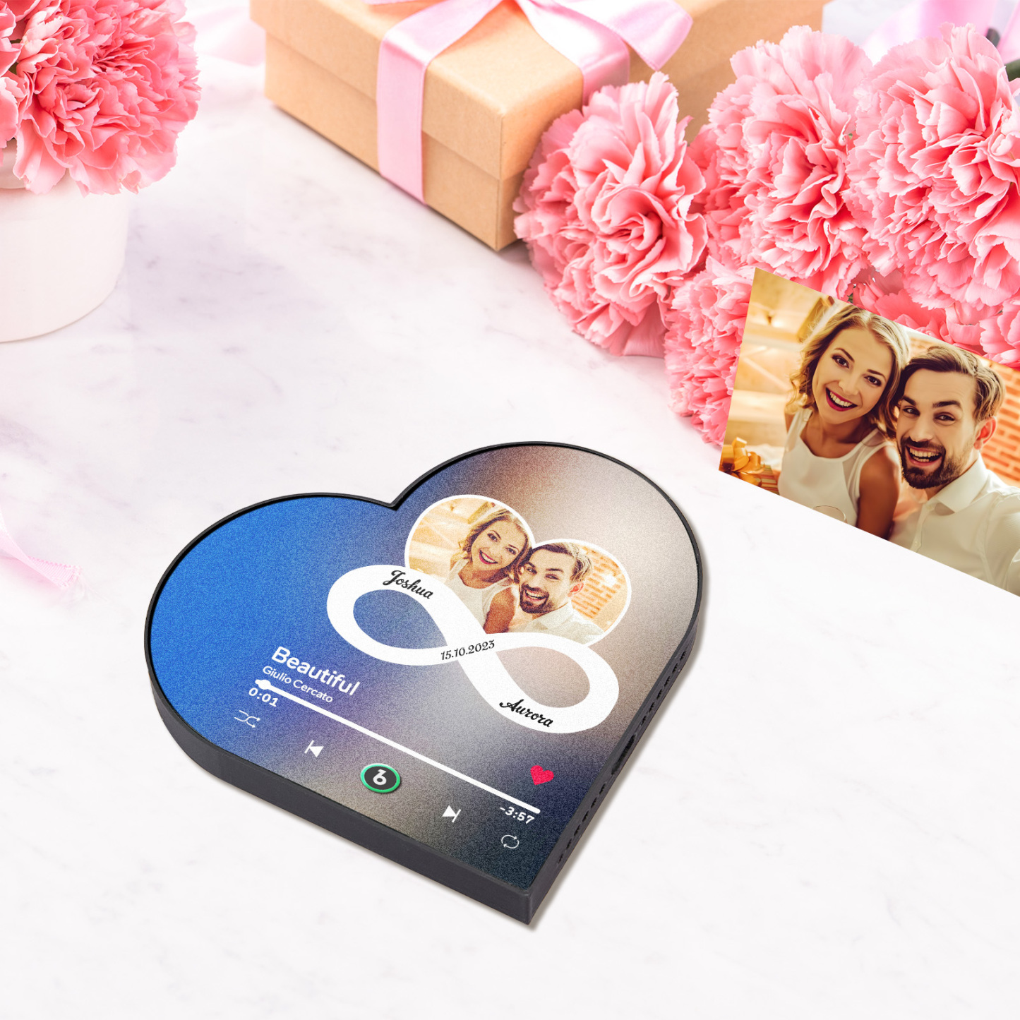 Personalized Heart-Shaped Music Photo Fridge Magnet - Romantic Gift for Couples
