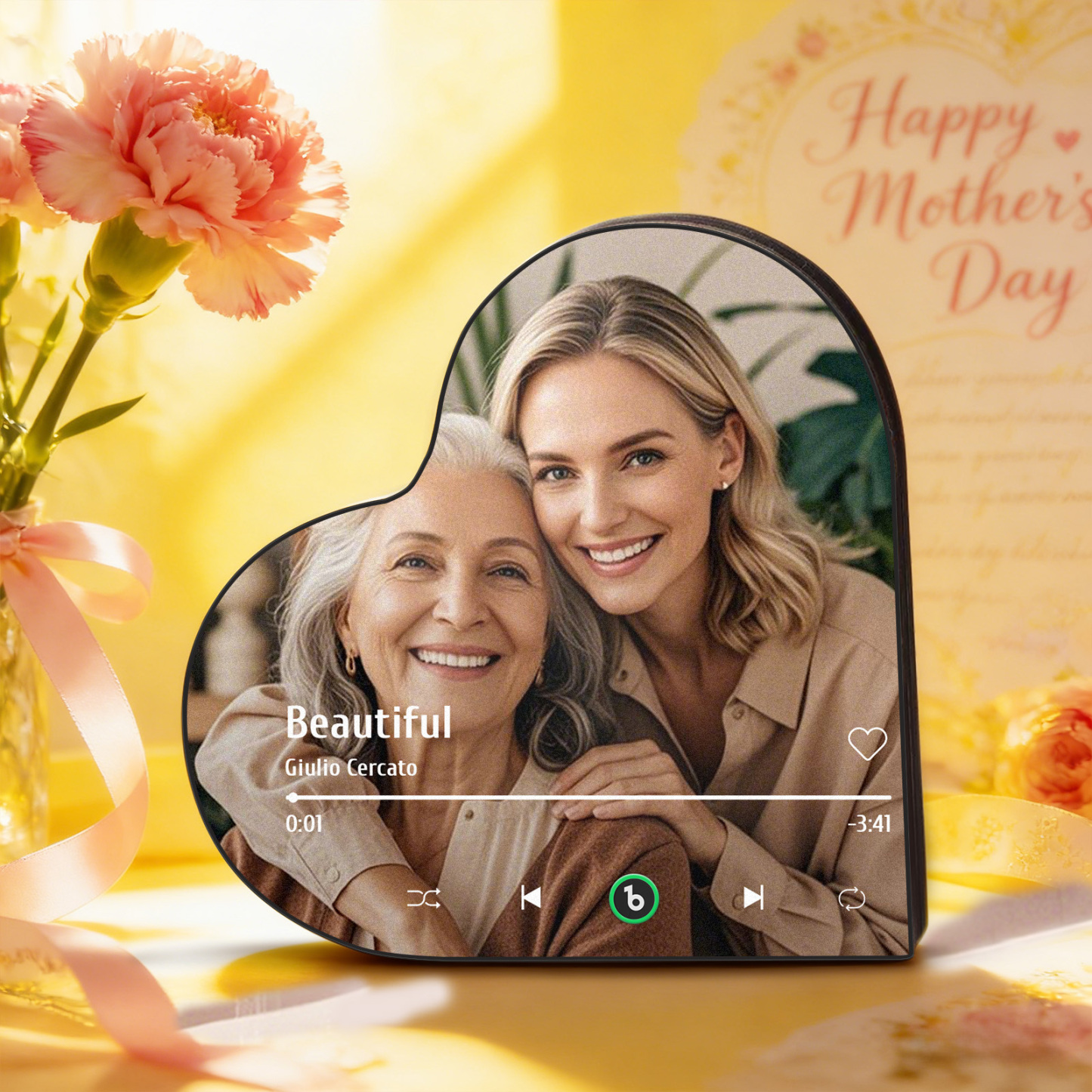 Custom Music Fridge Magnet Custom Heart Frame Album Fridge Magnet Music Wall Photo Sticker Mother's Day Gift