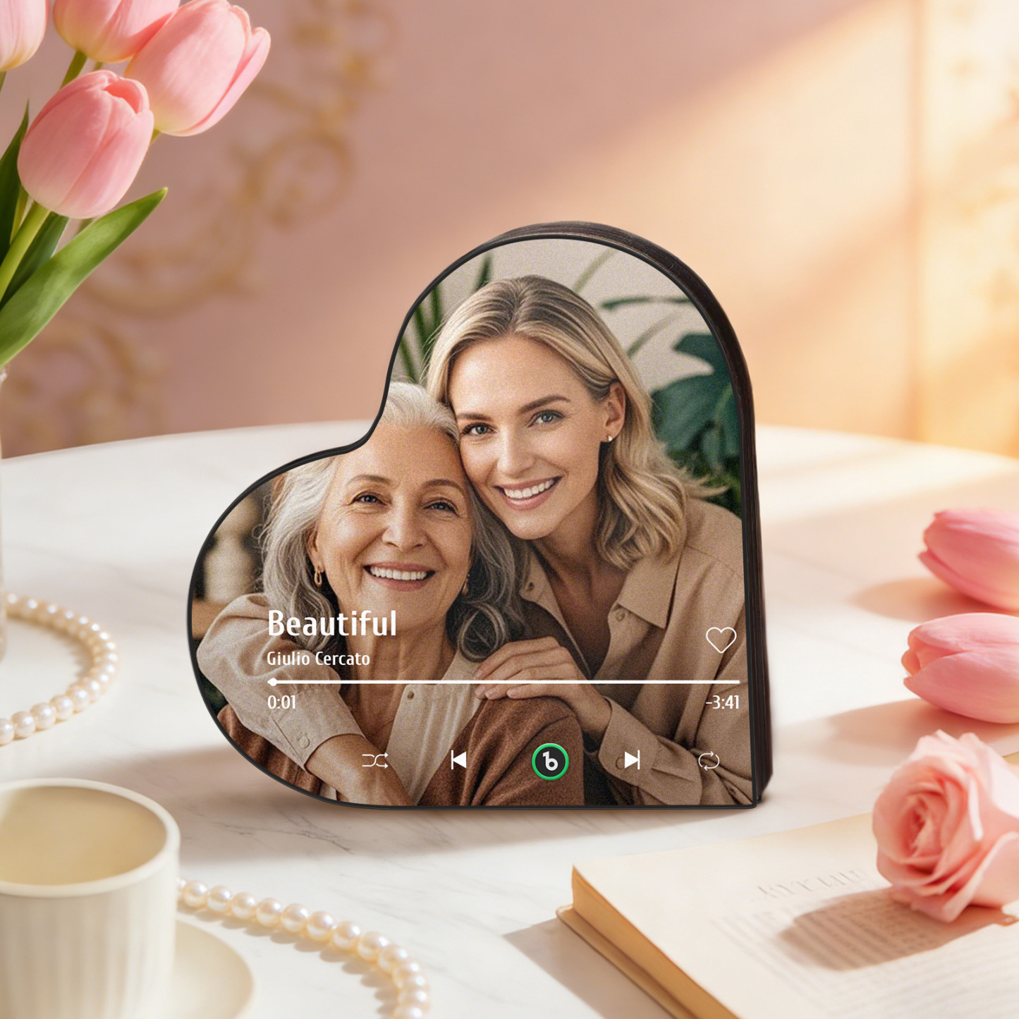 Custom Music Fridge Magnet Custom Heart Frame Album Fridge Magnet Music Wall Photo Sticker Mother's Day Gift