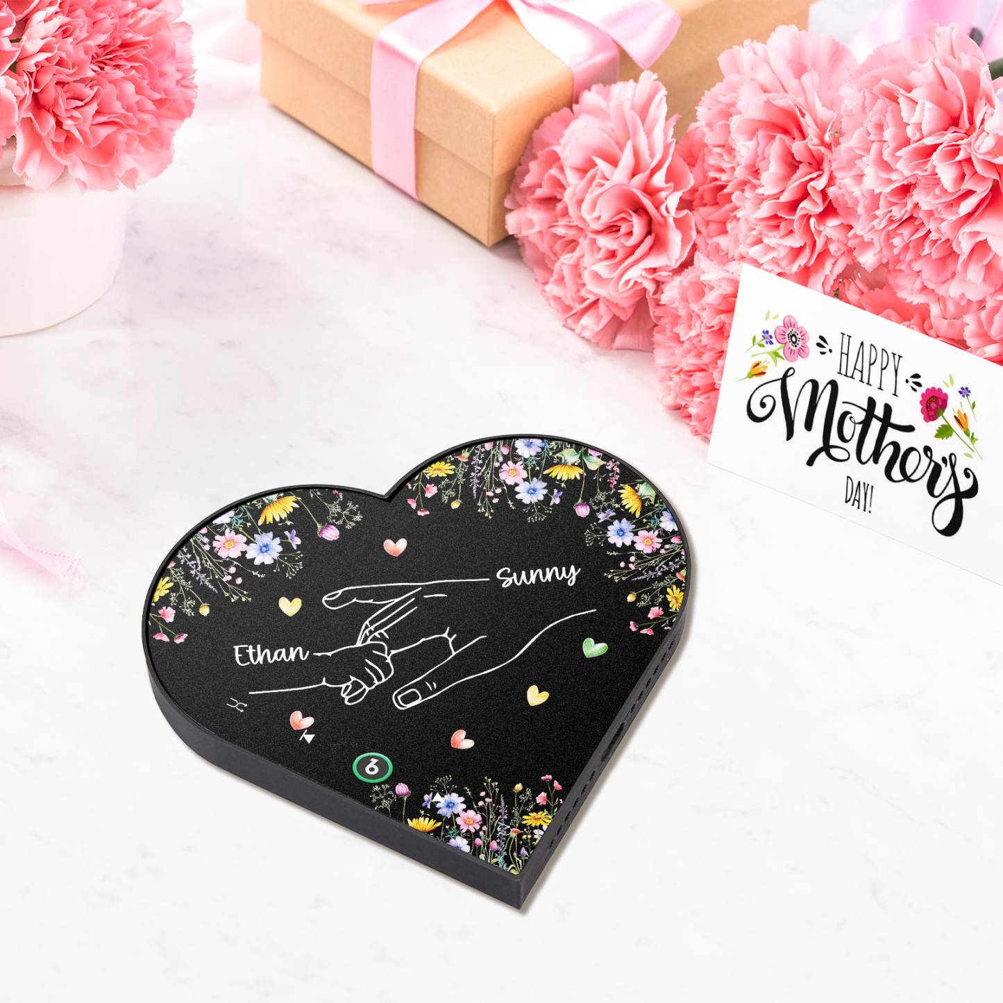 Custom Music Fridge Magnet With Kids Name Mother's Day Gifts Custom Heart Frame Album Fridge Magnet Gift for Mom Grandma