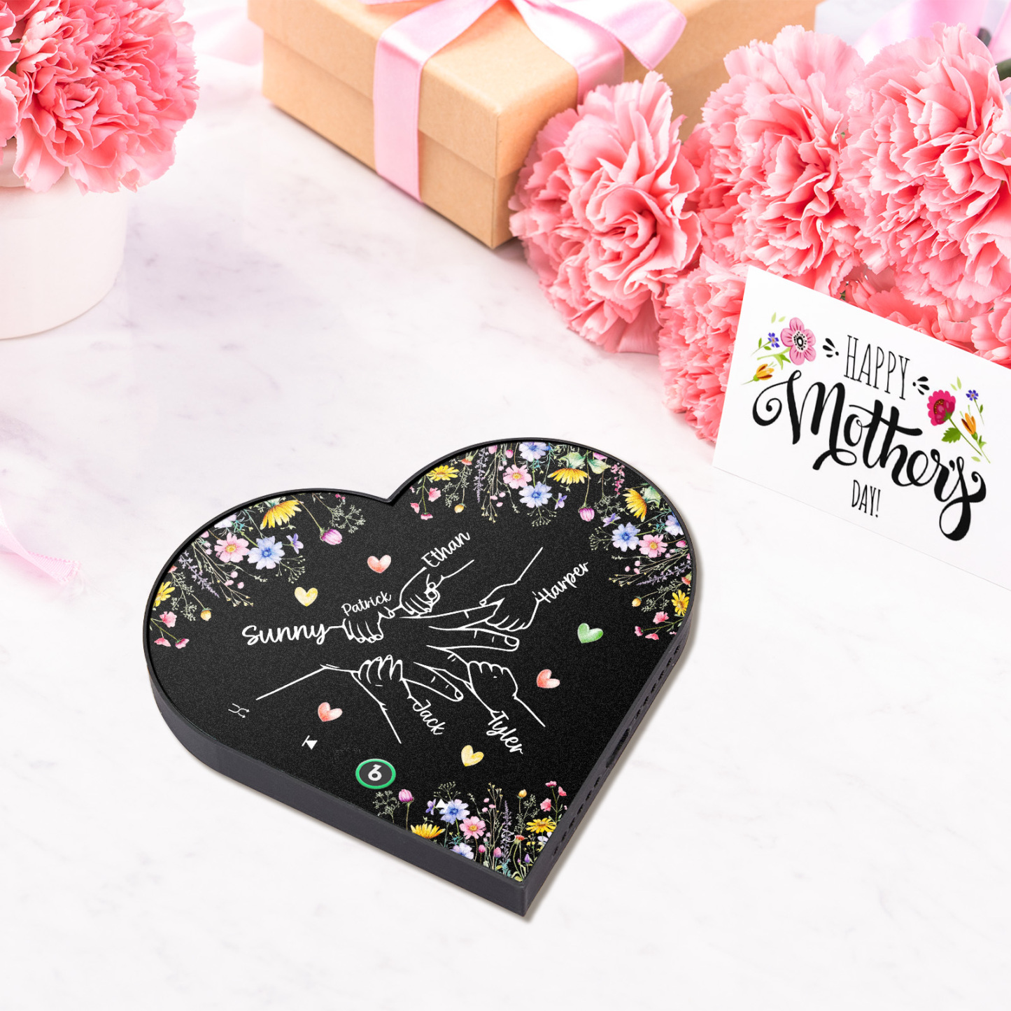 Custom Music Fridge Magnet With Kids Name Mother's Day Gifts Custom Heart Frame Album Fridge Magnet Gift for Mom Grandma