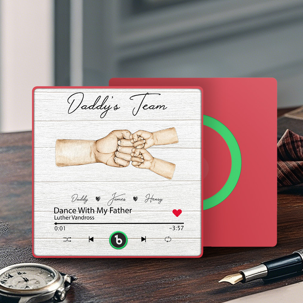 Custom Daddy Team Music Fridge Magnet Gift for Father