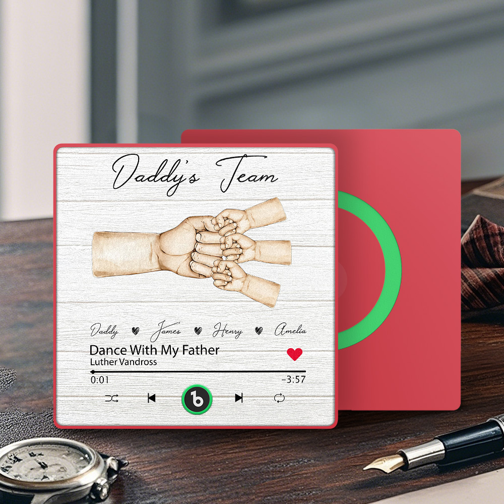 Custom Daddy Team Music Fridge Magnet Gift for Father