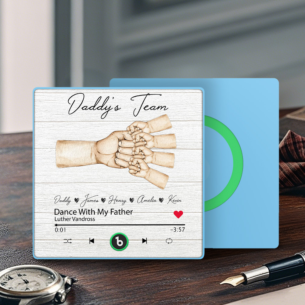 Custom Daddy Team Music Fridge Magnet Gift for Father