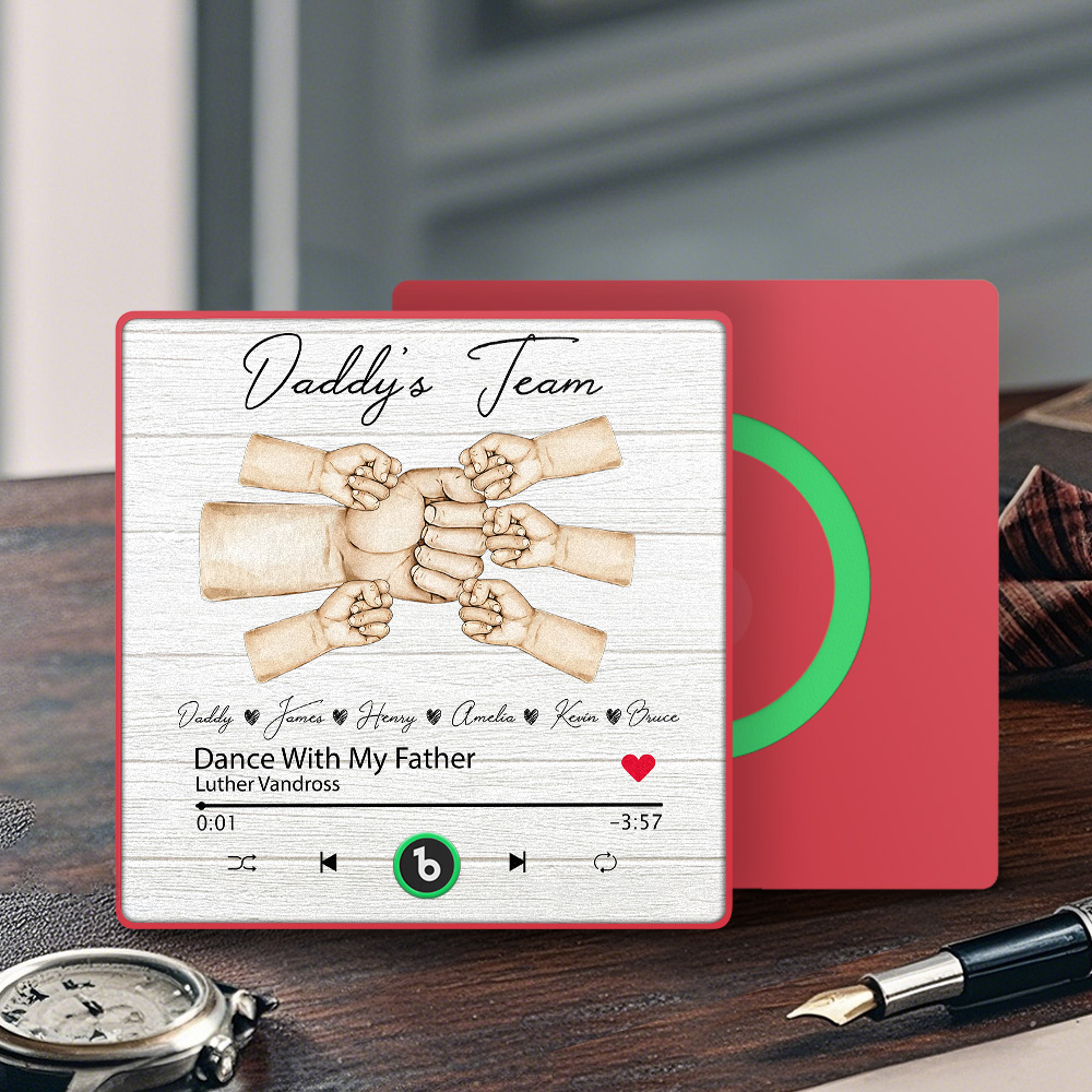 Custom Daddy Team Music Fridge Magnet Gift for Father