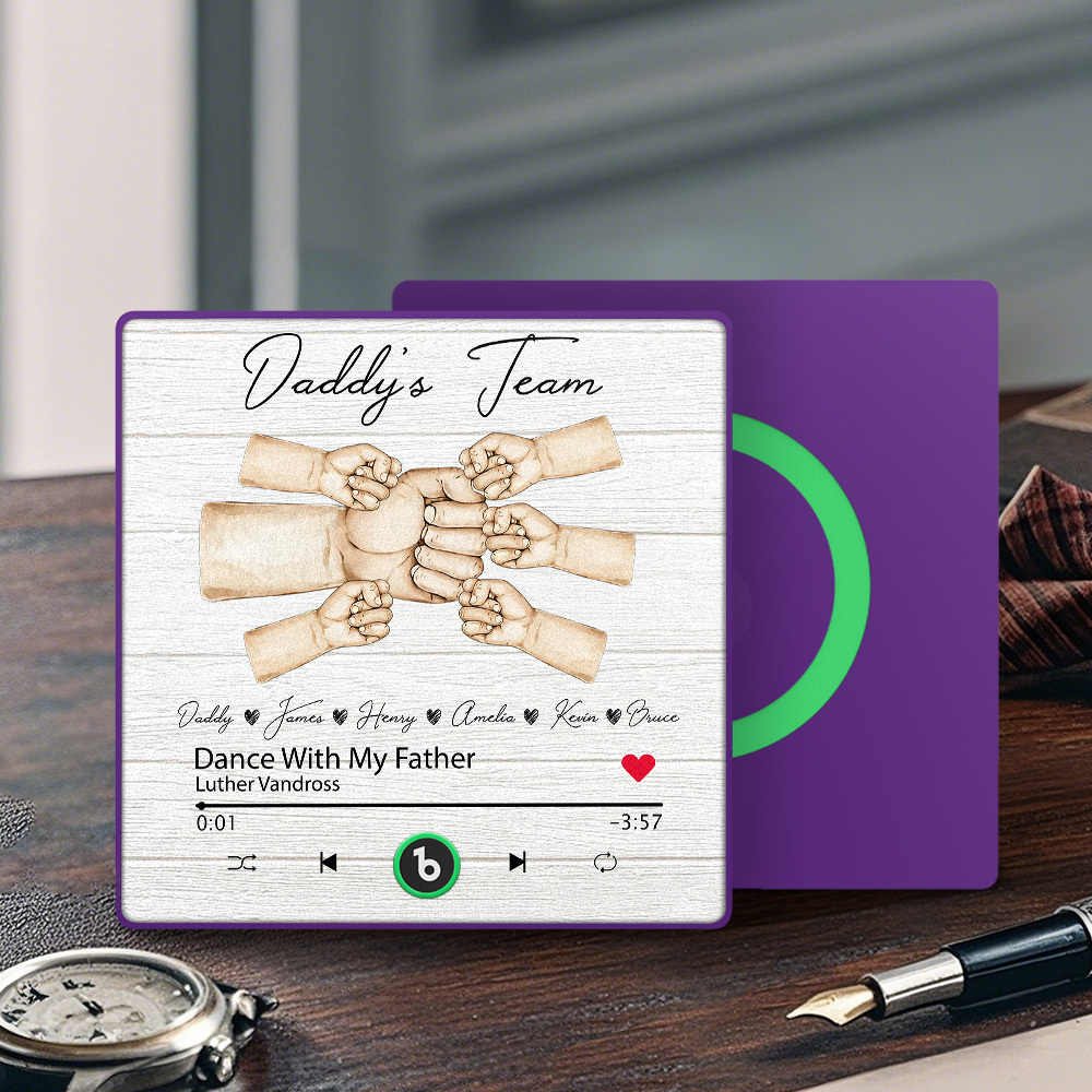 Custom Daddy Team Music Fridge Magnet Gift for Father