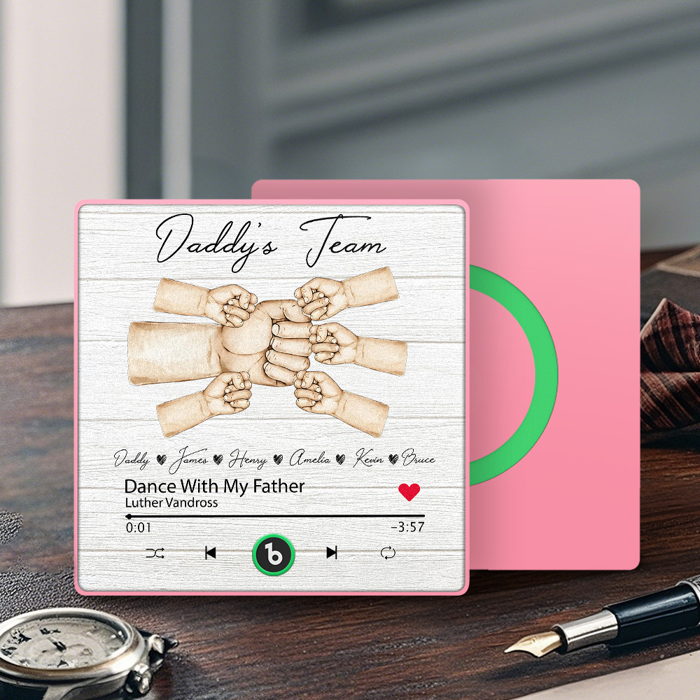 Custom Daddy Team Music Fridge Magnet Gift for Father