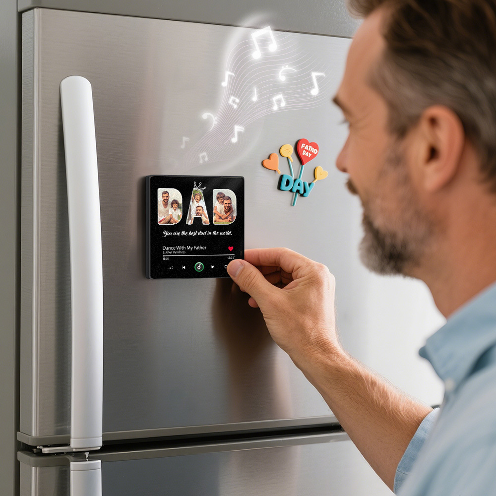 Custom Dad Music Fridge Magnet Gift for Father