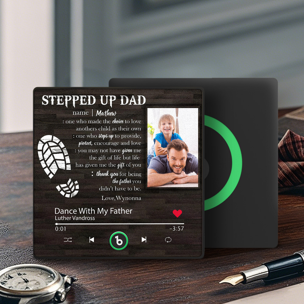Custom Stepped Up Dad Music Fridge Magnet Gift for Father
