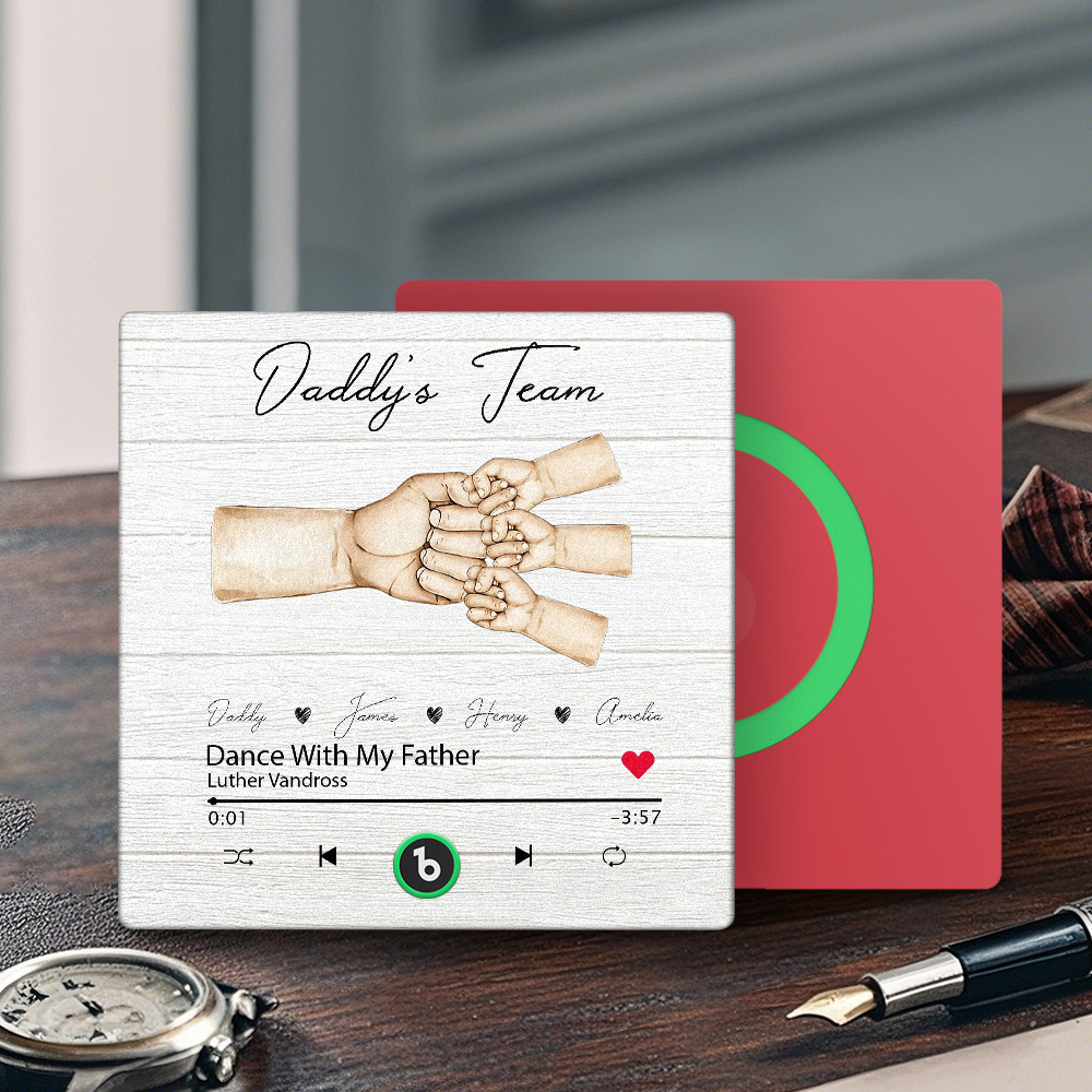 Custom Daddy Team Music Fridge Magnet Gift for Father