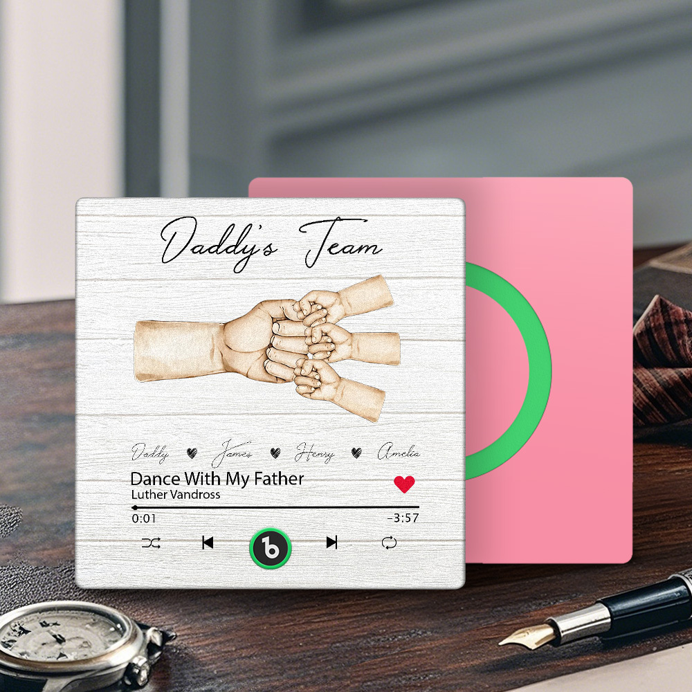 Custom Daddy Team Music Fridge Magnet Gift for Father