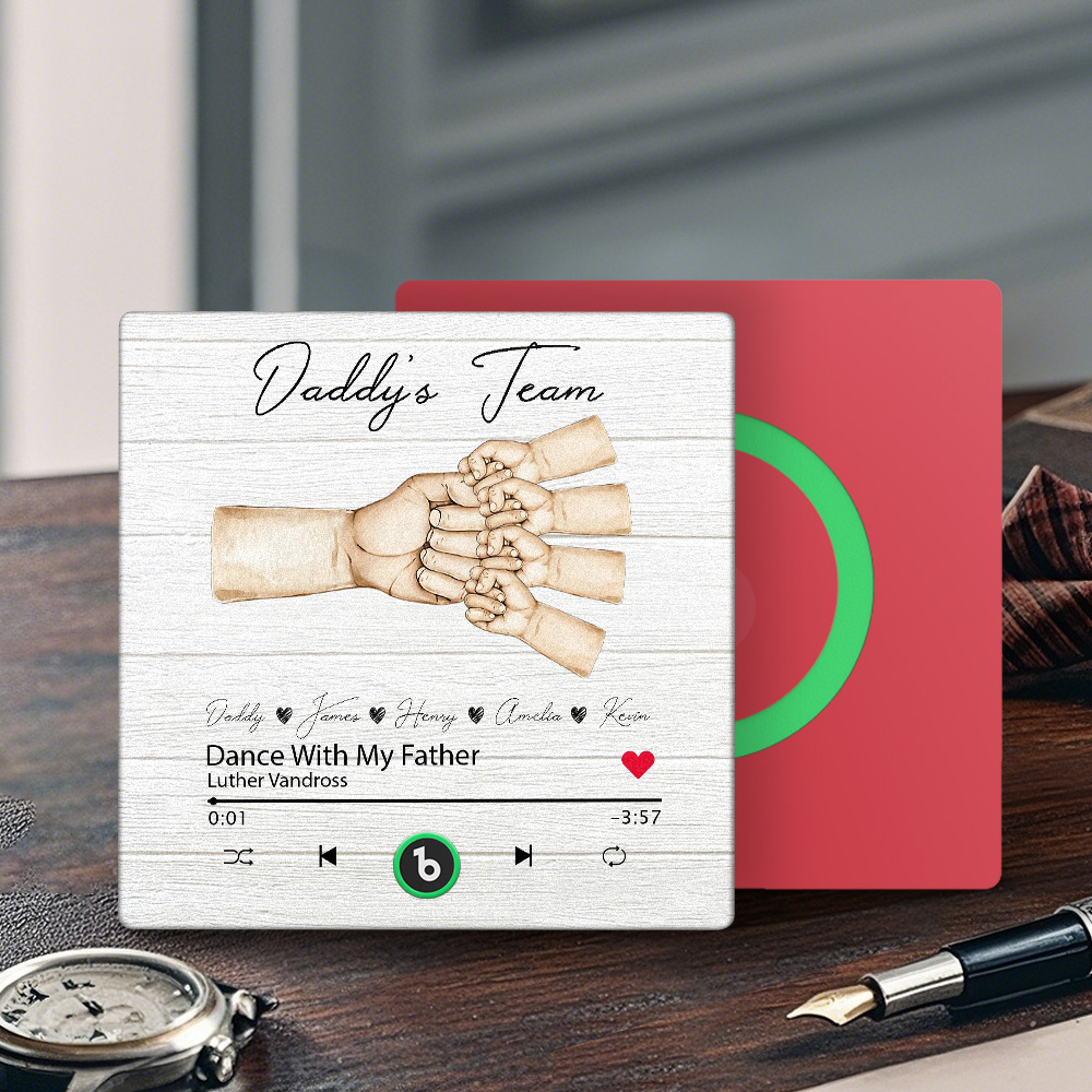 Custom Daddy Team Music Fridge Magnet Gift for Father