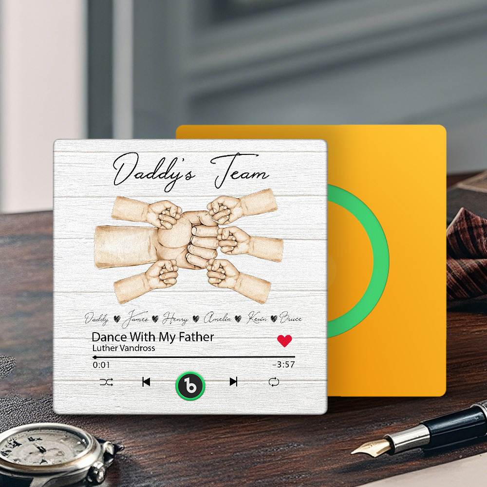 Custom Daddy Team Music Fridge Magnet Gift for Father