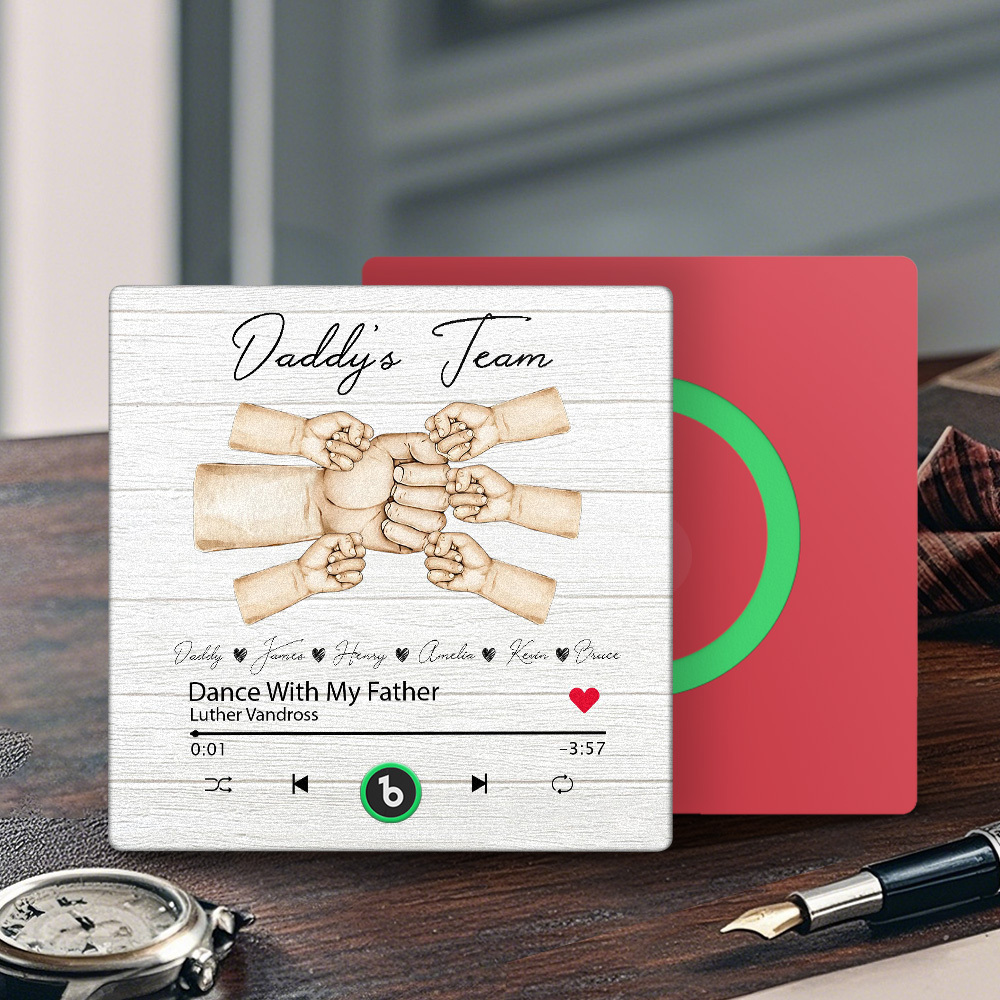 Custom Daddy Team Music Fridge Magnet Gift for Father