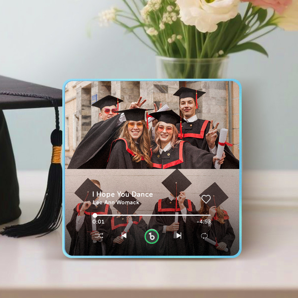 Custom Music & Photo Fridge Magnet Supports Bluetooth Connectivity Personalized 2 Photo Graduation Gift for Graduate Singing Refrigerator Magnet for Best Friend