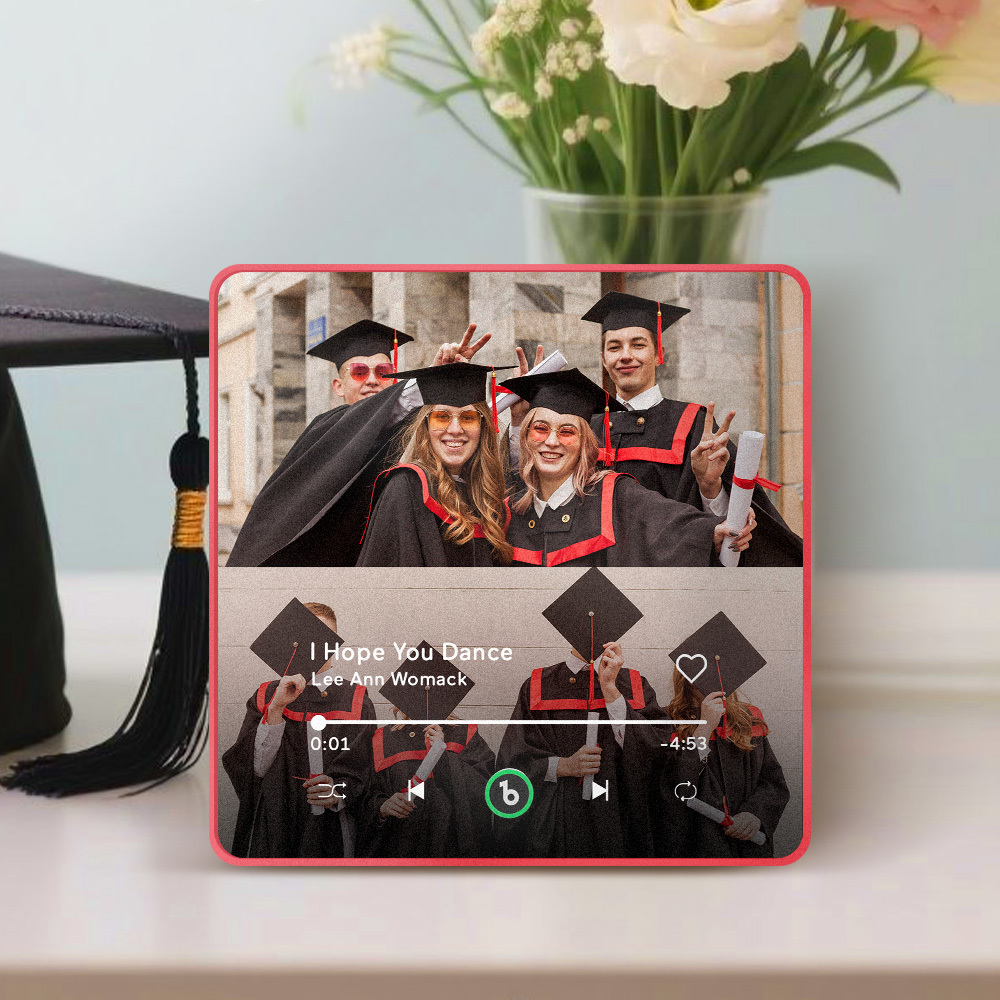 Custom Music & Photo Fridge Magnet Supports Bluetooth Connectivity Personalized 2 Photo Graduation Gift for Graduate Singing Refrigerator Magnet for Best Friend