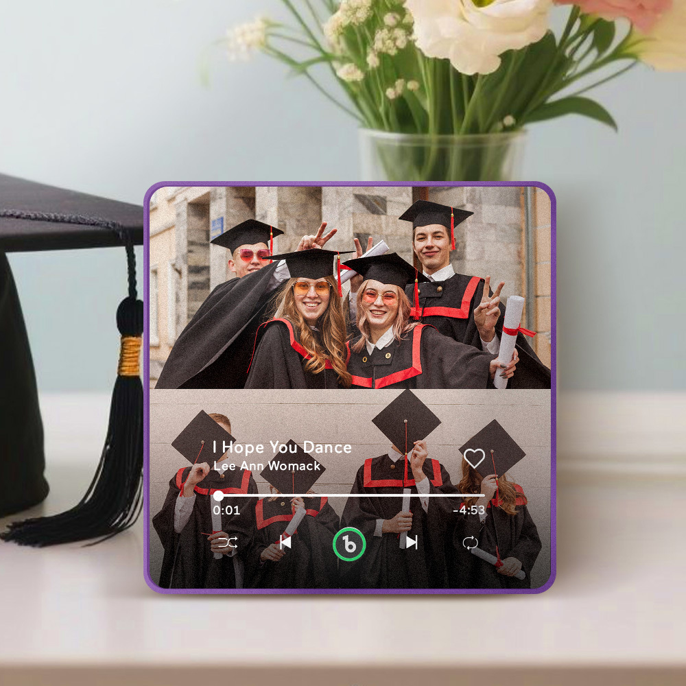 Custom Music & Photo Fridge Magnet Supports Bluetooth Connectivity Personalized 2 Photo Graduation Gift for Graduate Singing Refrigerator Magnet for Best Friend