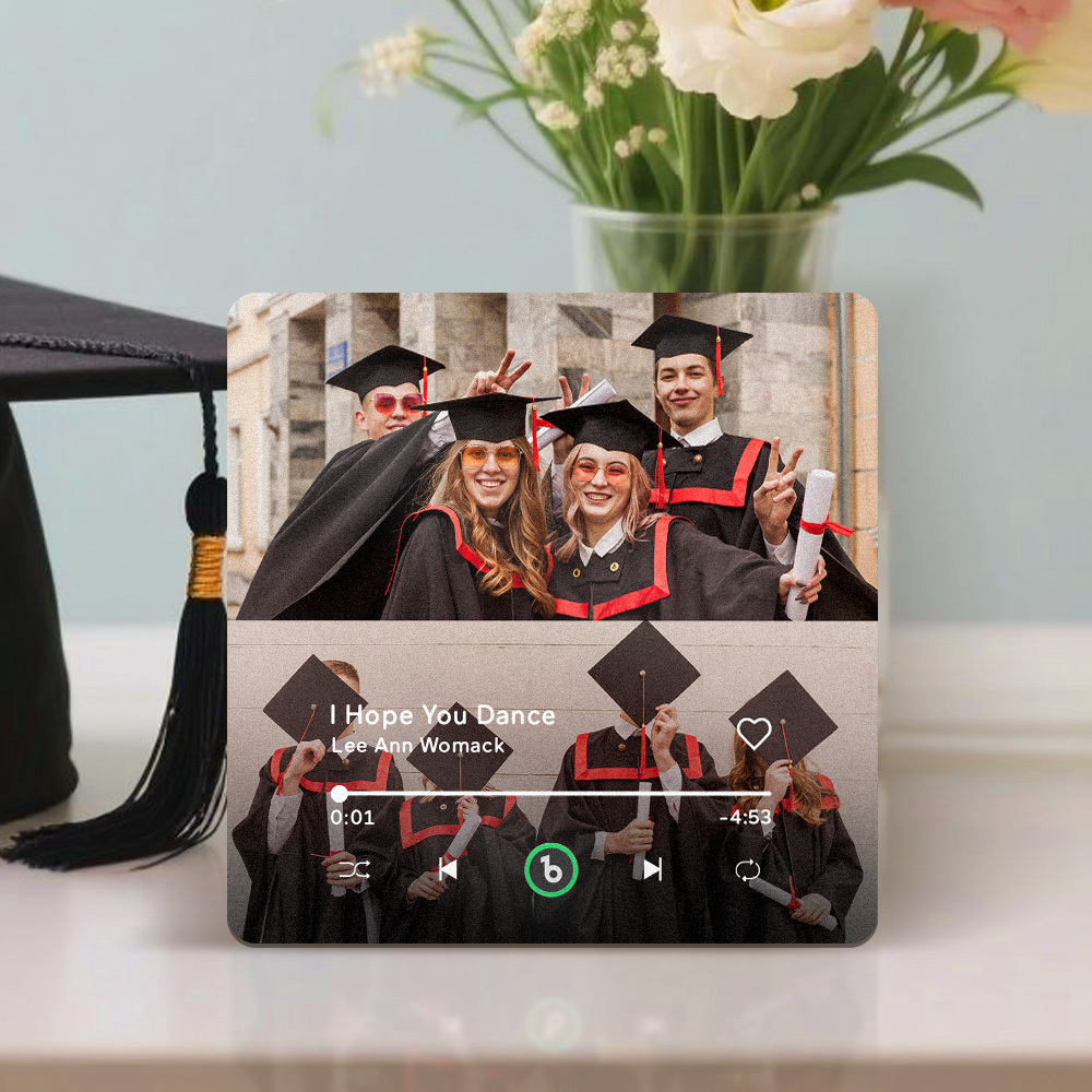 Custom Music & Photo Fridge Magnet Supports Bluetooth Connectivity Personalized 2 Photo Graduation Gift for Graduate Singing Refrigerator Magnet for Best Friend