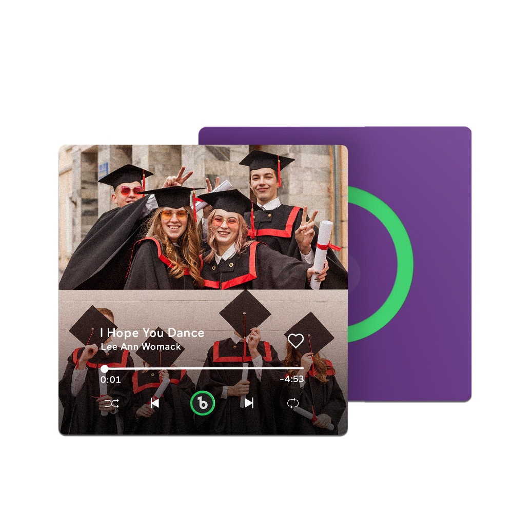 Custom Music & Photo Fridge Magnet Supports Bluetooth Connectivity Personalized 2 Photo Graduation Gift for Graduate Singing Refrigerator Magnet for Best Friend