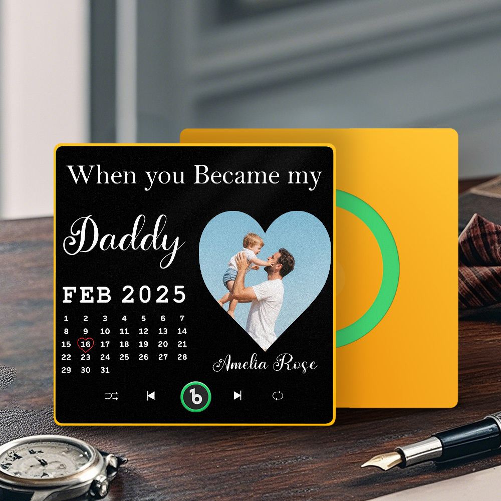 The Day You Became My Dad Personalized Photo Calendar Music Fridge Magnet Father's Day Gift