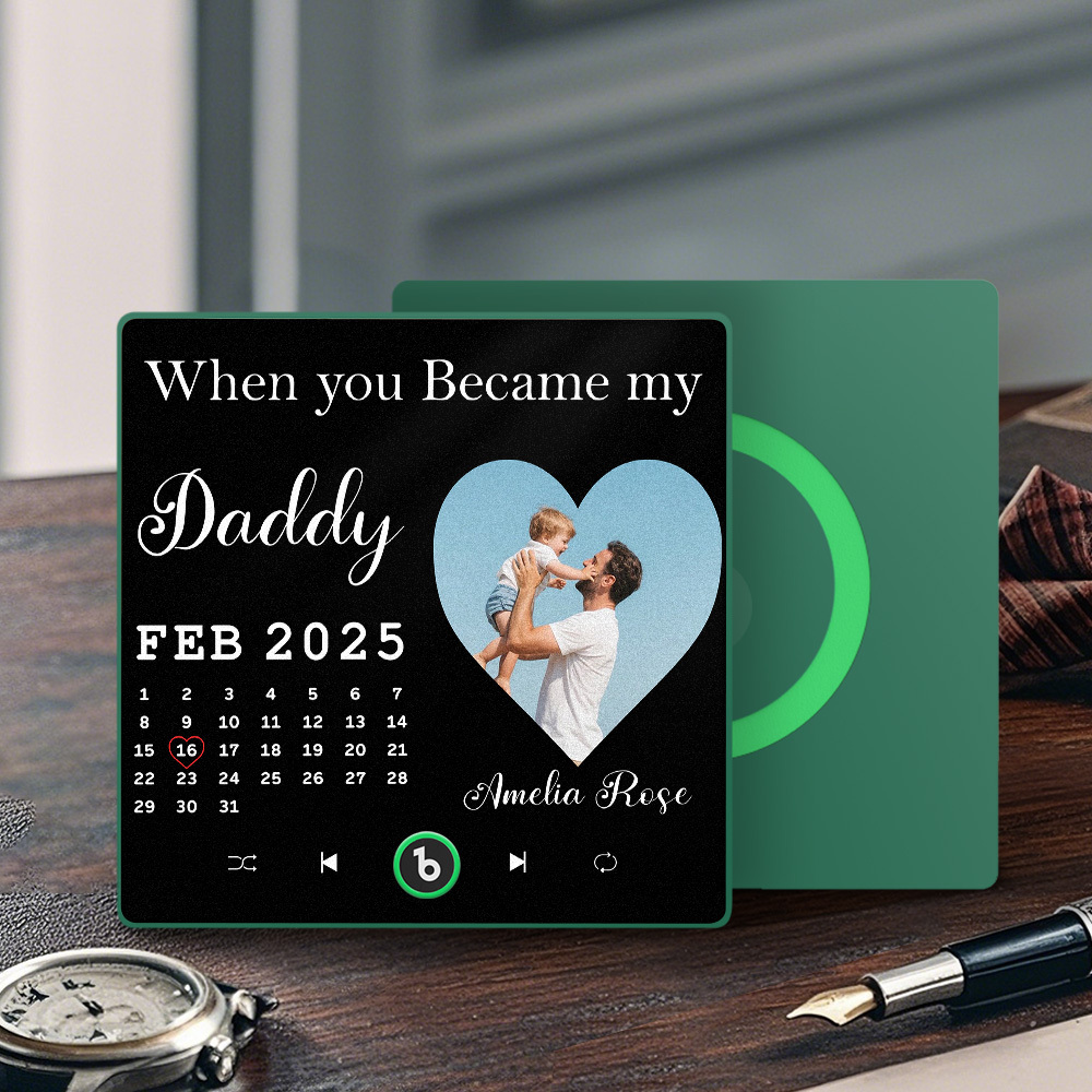 The Day You Became My Dad Personalized Photo Calendar Music Fridge Magnet Father's Day Gift