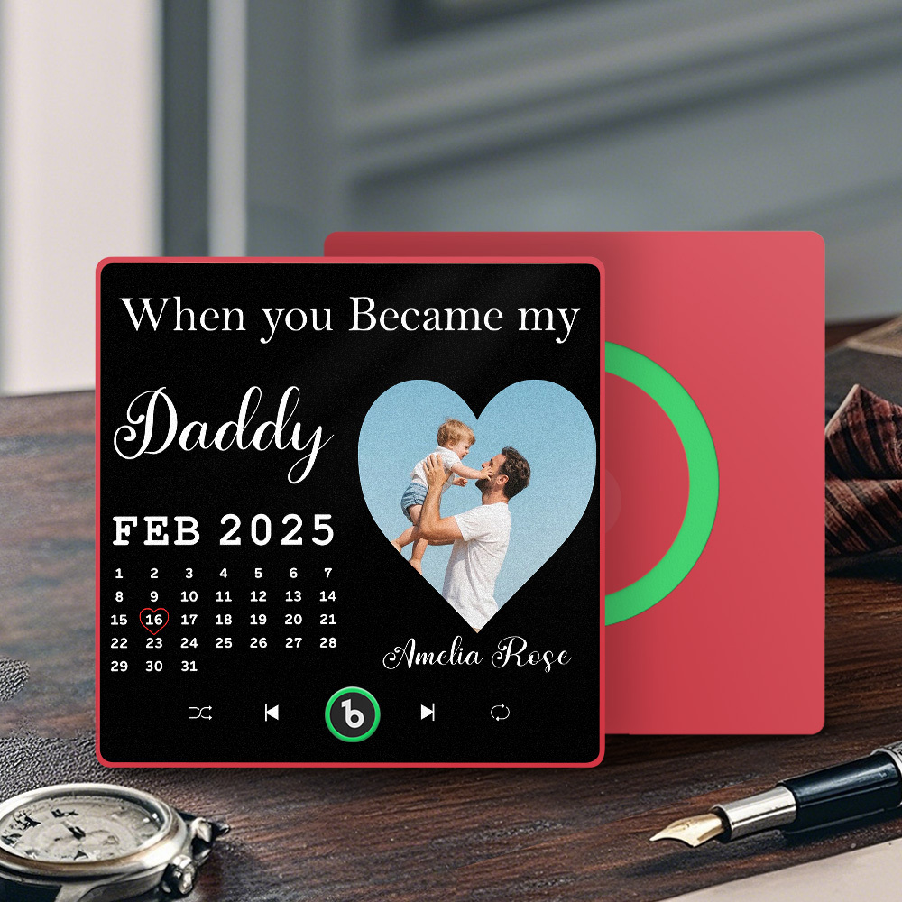 The Day You Became My Dad Personalized Photo Calendar Music Fridge Magnet Father's Day Gift