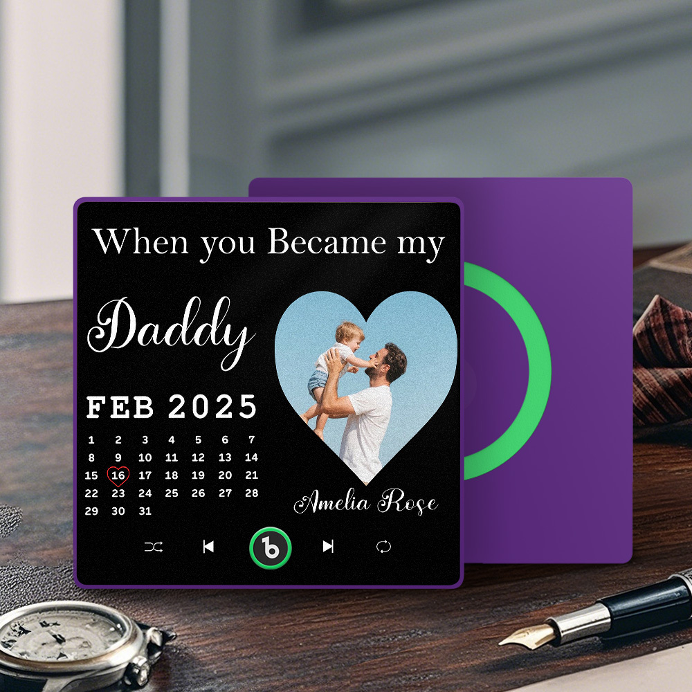 The Day You Became My Dad Personalized Photo Calendar Music Fridge Magnet Father's Day Gift