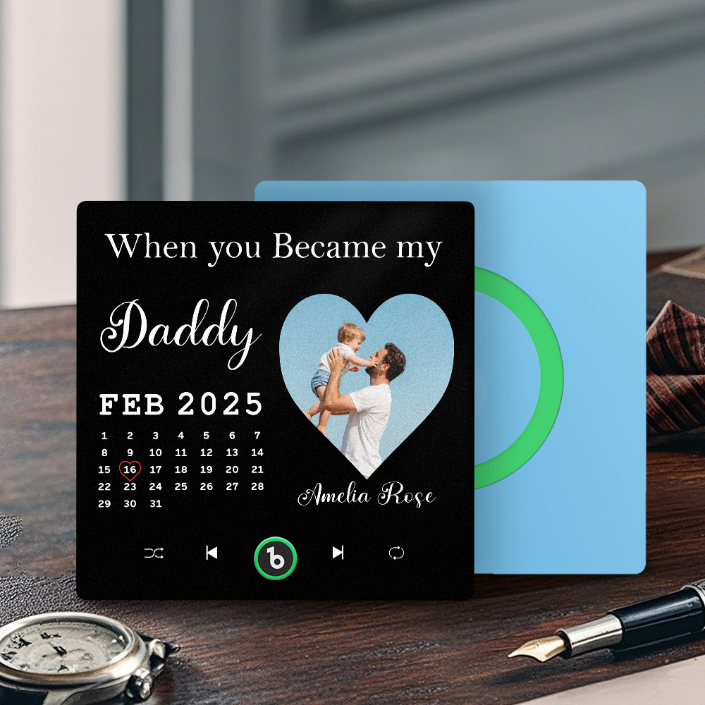 The Day You Became My Dad Personalized Photo Calendar Music Fridge Magnet Father's Day Gift