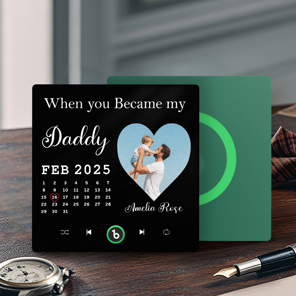 The Day You Became My Dad Personalized Photo Calendar Music Fridge Magnet Father's Day Gift
