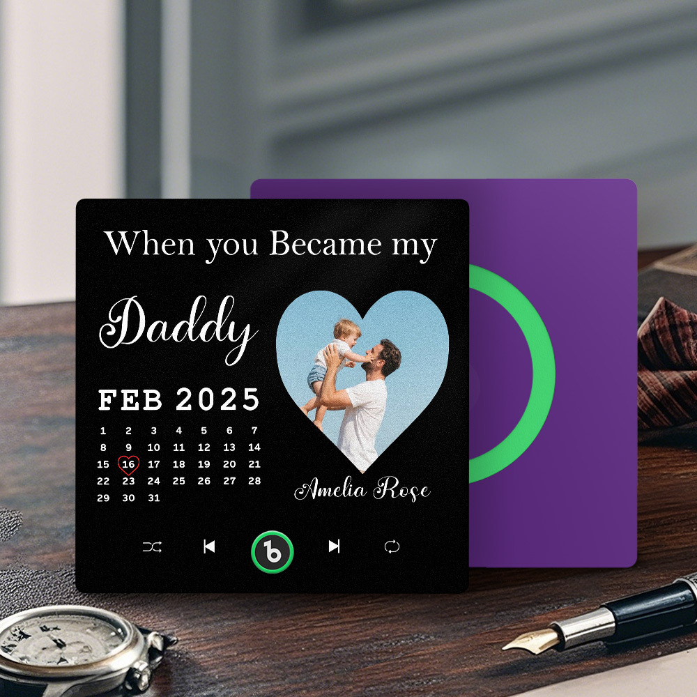The Day You Became My Dad Personalized Photo Calendar Music Fridge Magnet Father's Day Gift