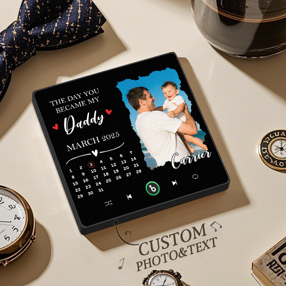 The Day You Became My Dad Personalized Photo Calendar Music Fridge Magnet Father's Day Gift