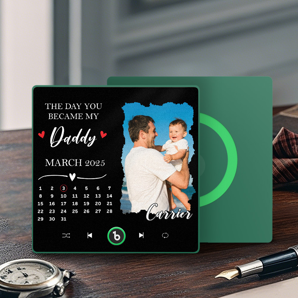 The Day You Became My Dad Personalized Photo Calendar Music Fridge Magnet Father's Day Gift