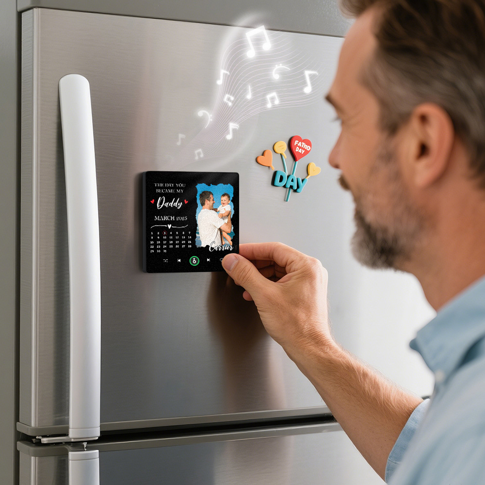 The Day You Became My Dad Personalized Photo Calendar Music Fridge Magnet Father's Day Gift