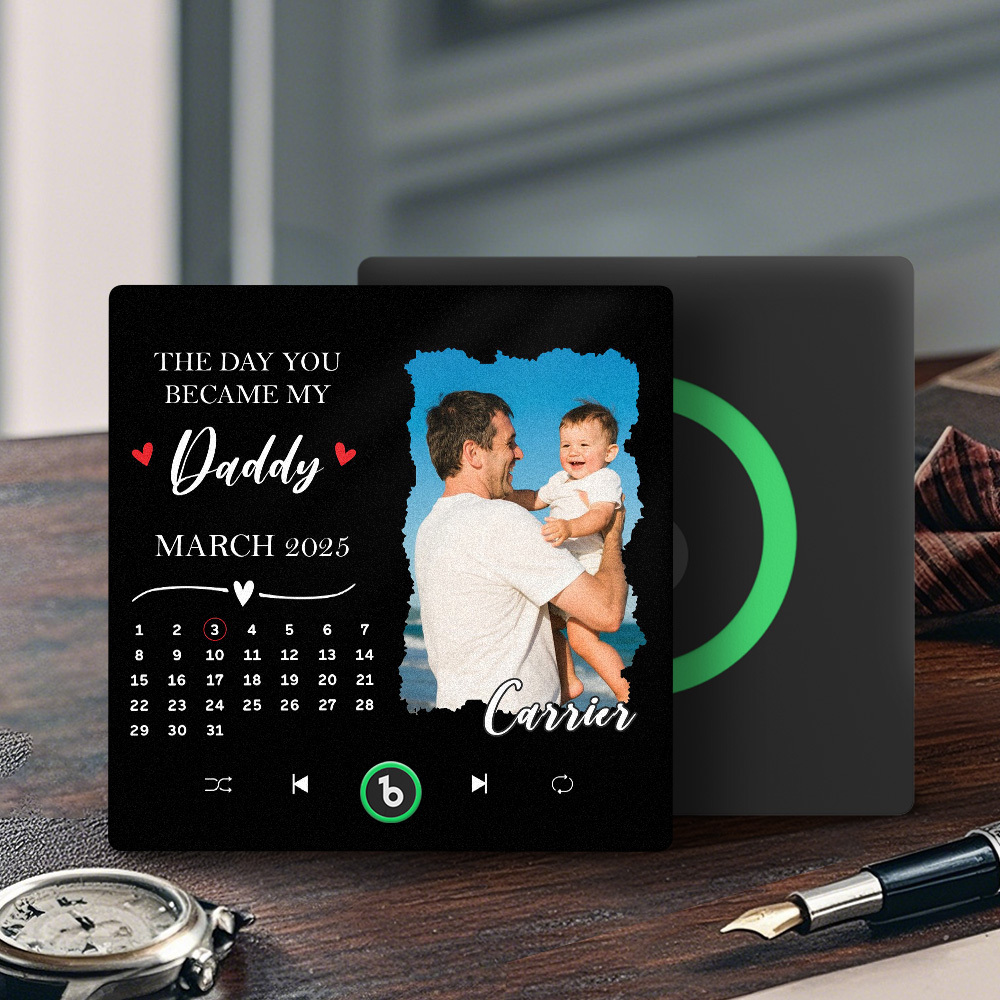 The Day You Became My Dad Personalized Photo Calendar Music Fridge Magnet Father's Day Gift