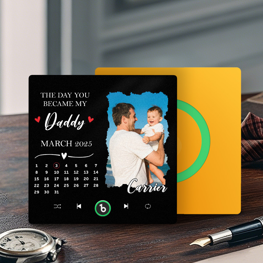 The Day You Became My Dad Personalized Photo Calendar Music Fridge Magnet Father's Day Gift