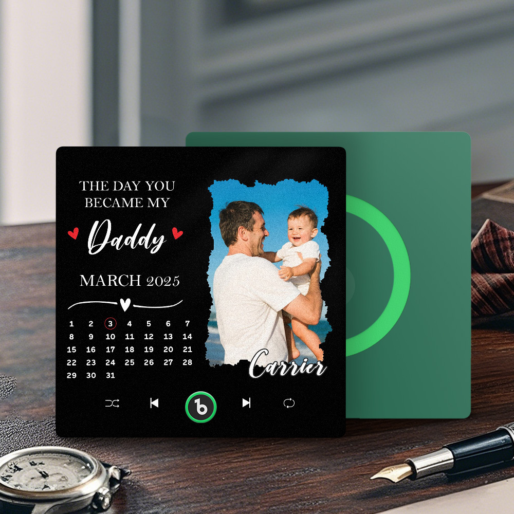 The Day You Became My Dad Personalized Photo Calendar Music Fridge Magnet Father's Day Gift