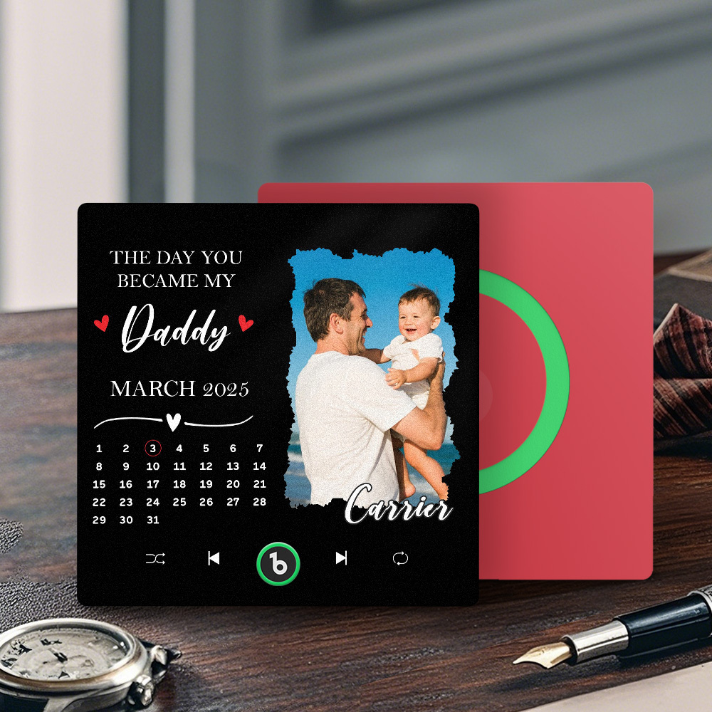 The Day You Became My Dad Personalized Photo Calendar Music Fridge Magnet Father's Day Gift