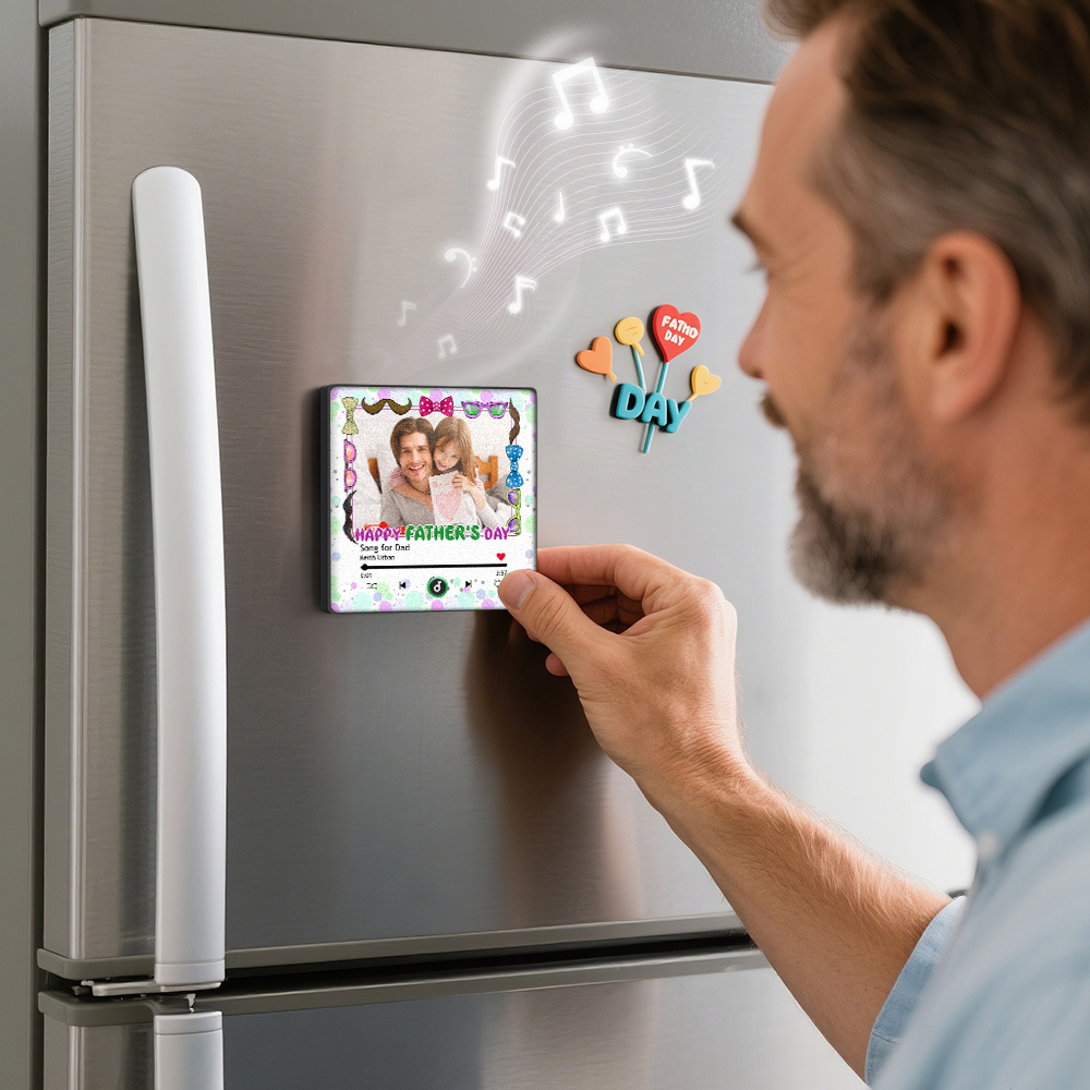 Father's Day Gift Personalized Photos Music Fridge Magnet Happy Father's Day Custom Gift for Dad