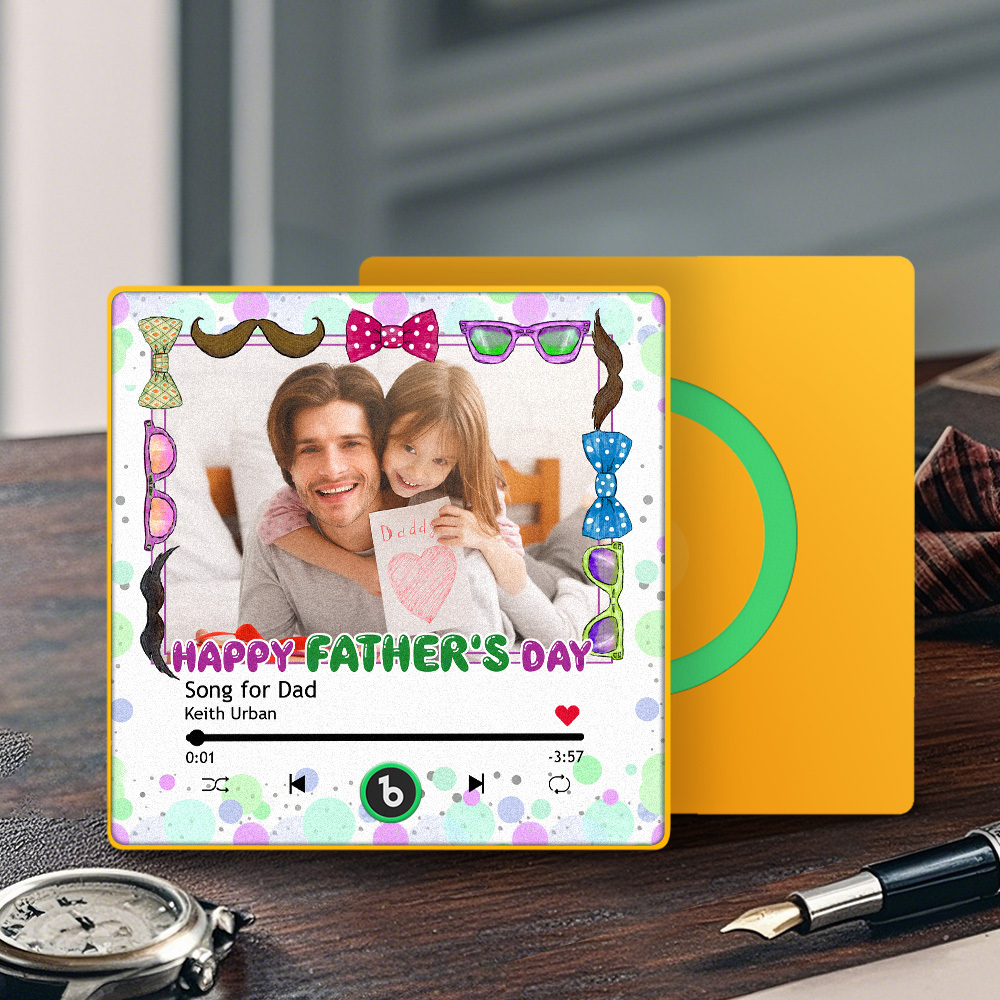 Father's Day Gift Personalized Photos Music Fridge Magnet Happy Father's Day Custom Gift for Dad