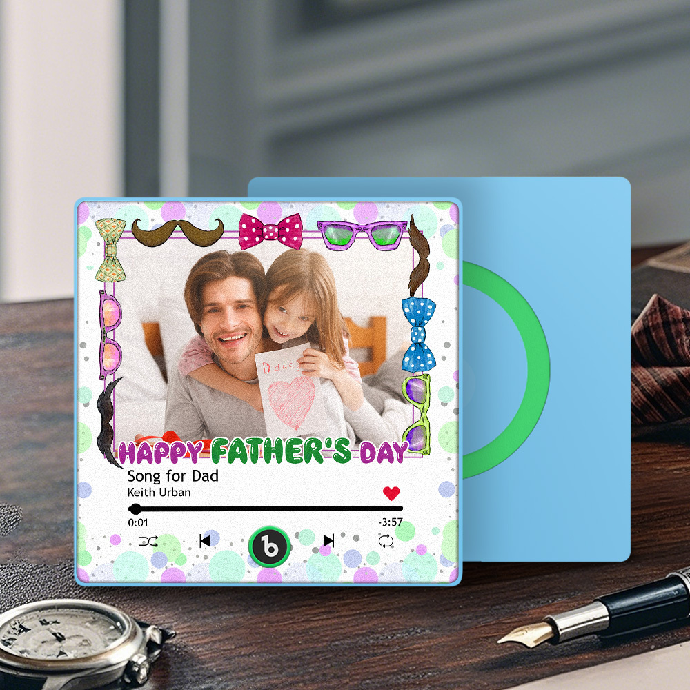 Father's Day Gift Personalized Photos Music Fridge Magnet Happy Father's Day Custom Gift for Dad