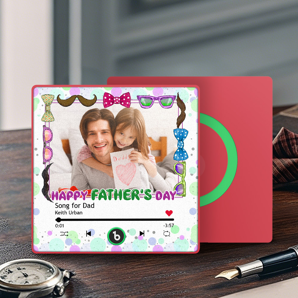 Father's Day Gift Personalized Photos Music Fridge Magnet Happy Father's Day Custom Gift for Dad