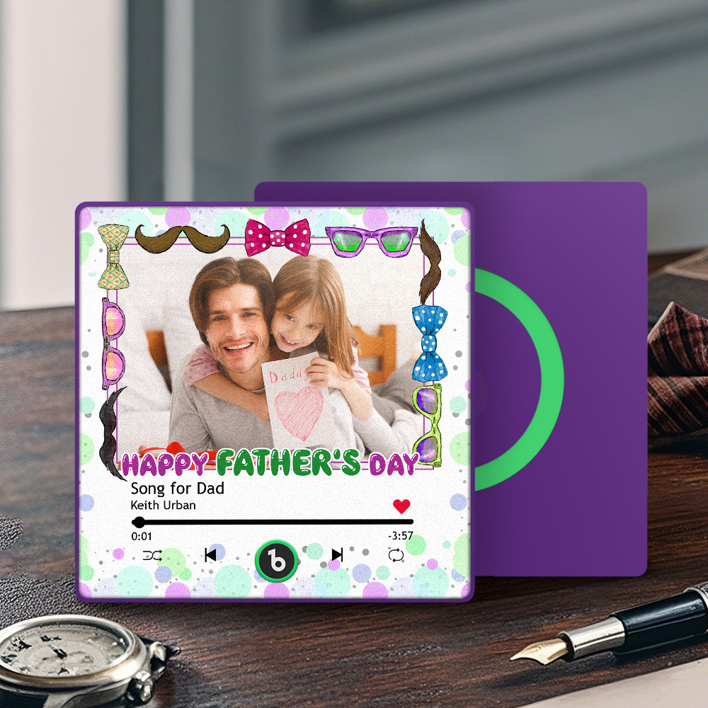 Father's Day Gift Personalized Photos Music Fridge Magnet Happy Father's Day Custom Gift for Dad