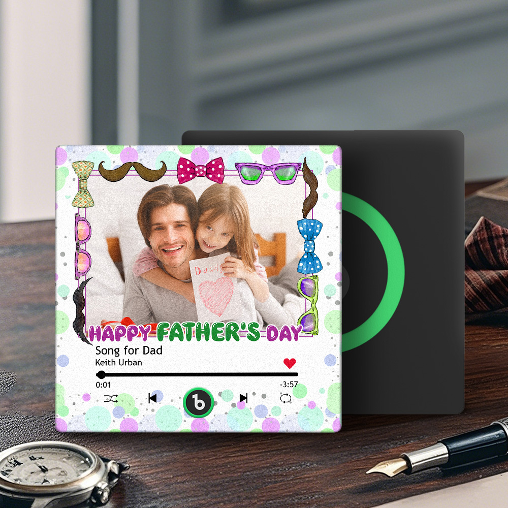 Father's Day Gift Personalized Photos Music Fridge Magnet Happy Father's Day Custom Gift for Dad