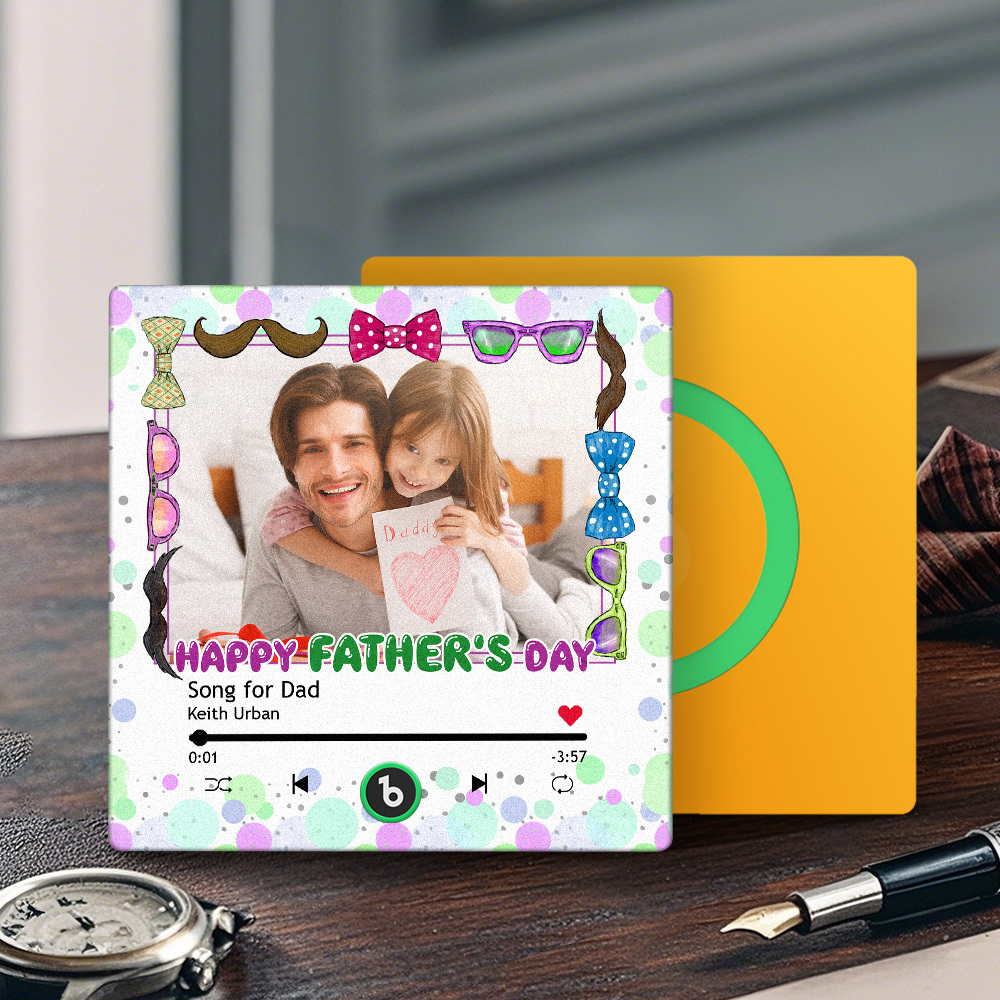 Father's Day Gift Personalized Photos Music Fridge Magnet Happy Father's Day Custom Gift for Dad