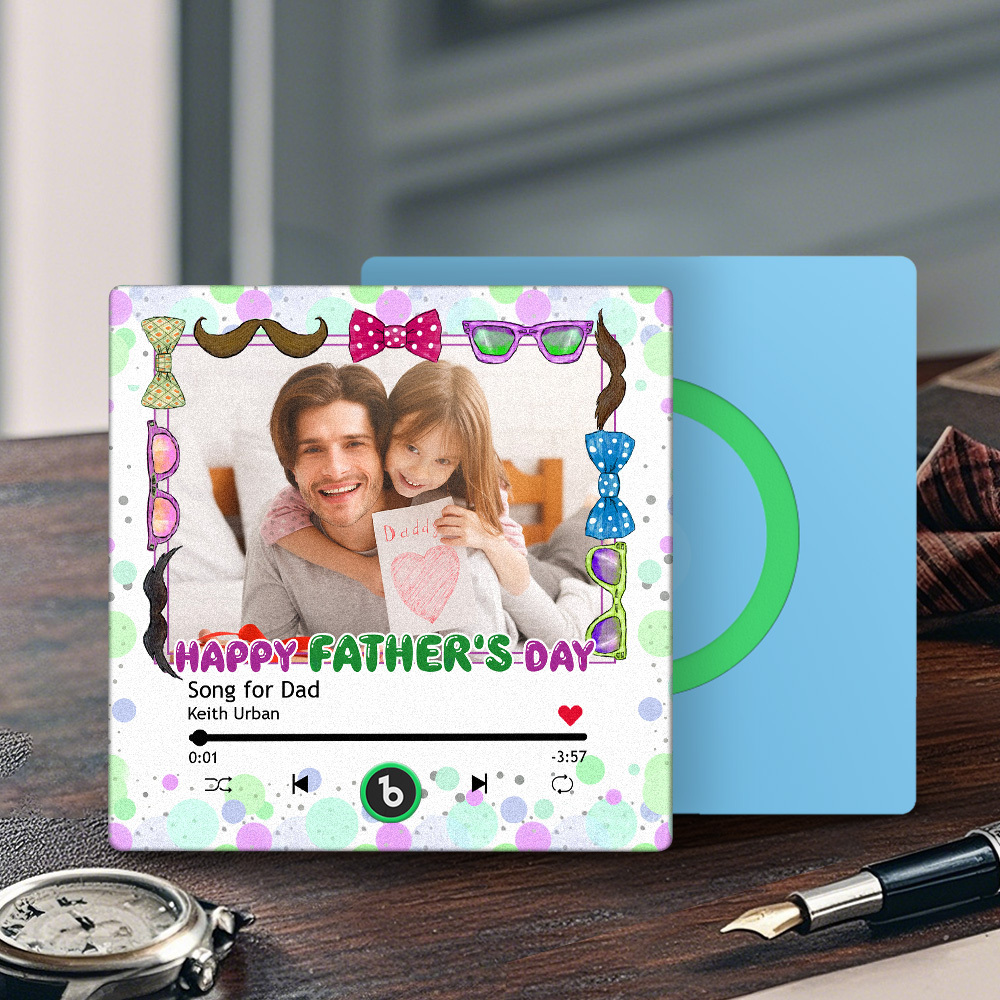 Father's Day Gift Personalized Photos Music Fridge Magnet Happy Father's Day Custom Gift for Dad
