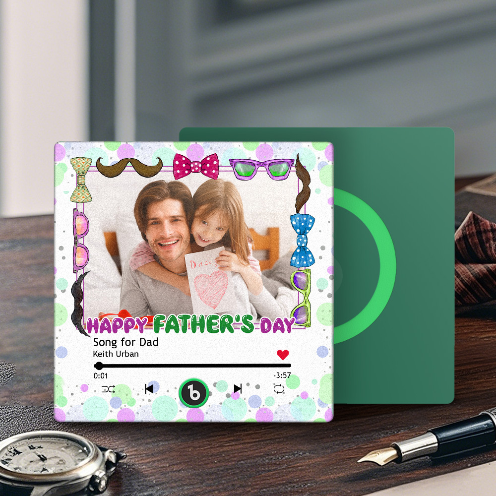 Father's Day Gift Personalized Photos Music Fridge Magnet Happy Father's Day Custom Gift for Dad