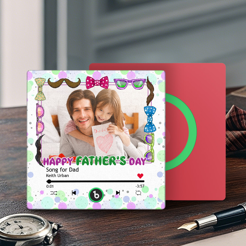 Father's Day Gift Personalized Photos Music Fridge Magnet Happy Father's Day Custom Gift for Dad