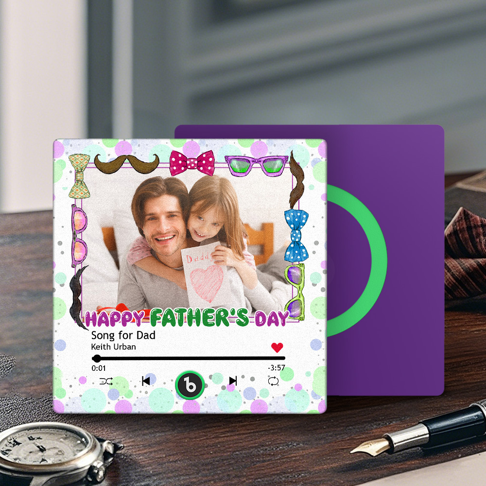 Father's Day Gift Personalized Photos Music Fridge Magnet Happy Father's Day Custom Gift for Dad