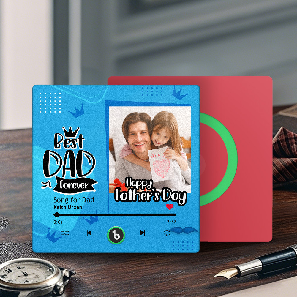 Father's Day Gift Personalized Best Dad Forever Music Fridge Magnet Custom Gift for Dad