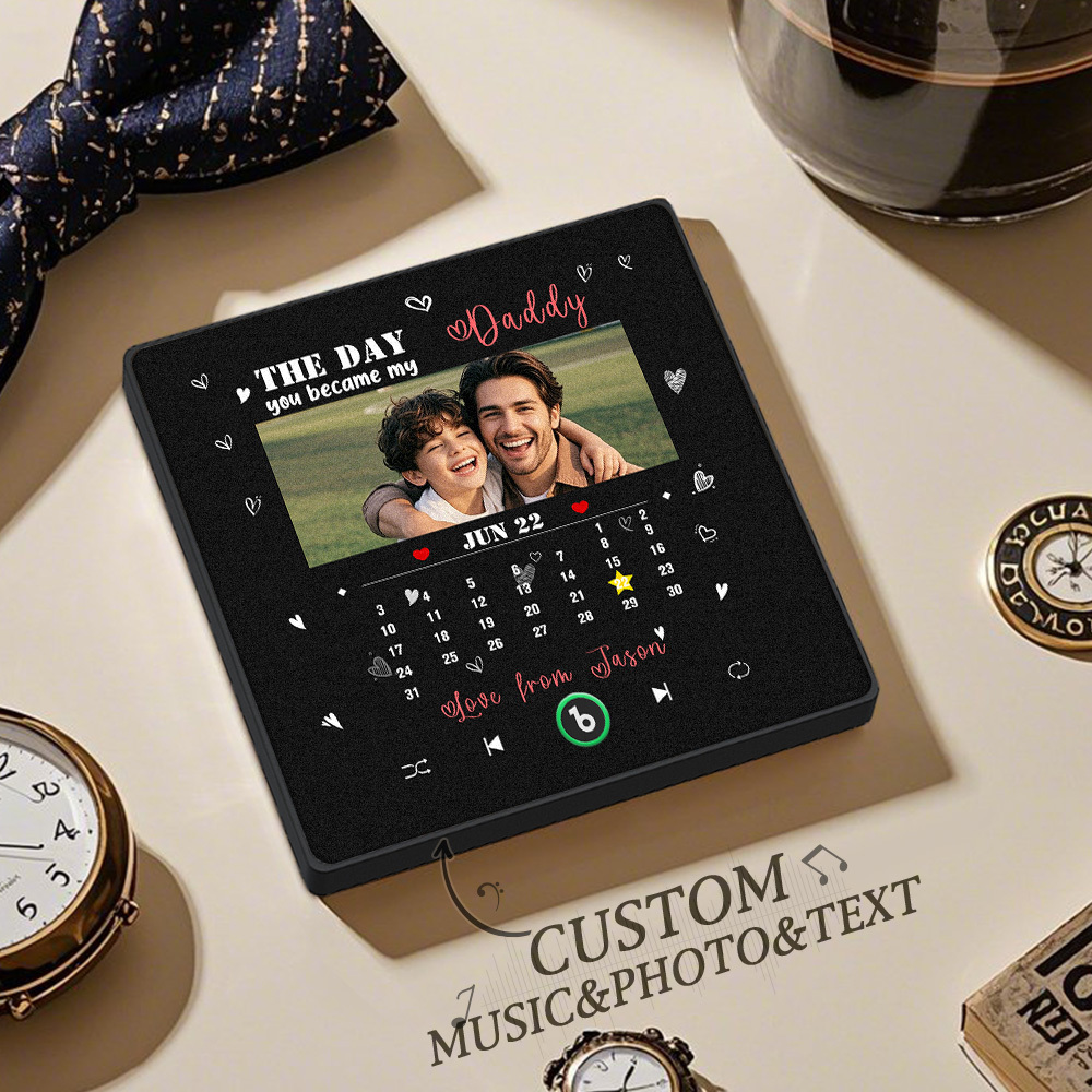 The Day You Became My Daddy Personalized Photo Calendar Music Fridge Magnet Father's Day Gift